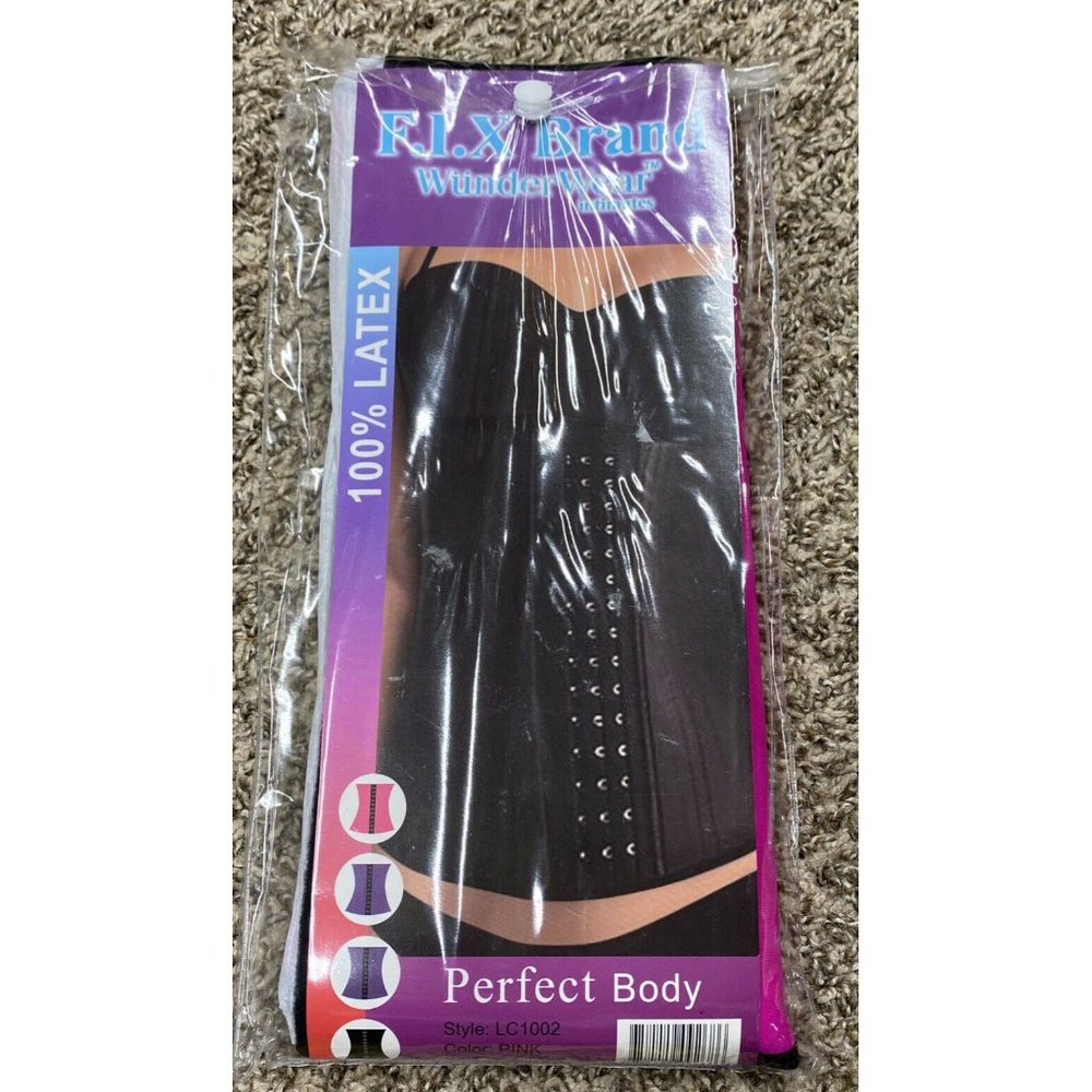 new F.I.X Brand wonderwear latex Corset Waist Trainer Pink XL